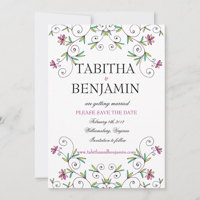 Save The Date Dans le Jardin - Sauvegarder la Date (Devant)