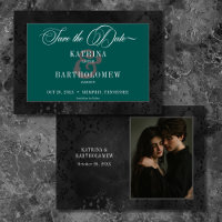 Dark Gothique Noir Floral Satin Damask Photo Turqu