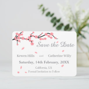 Save The Date Date à retenir Fleur de cerisier florale rose