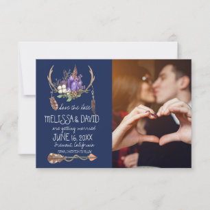 Save The Date Date à sauver de style bohème aux bois - Photo