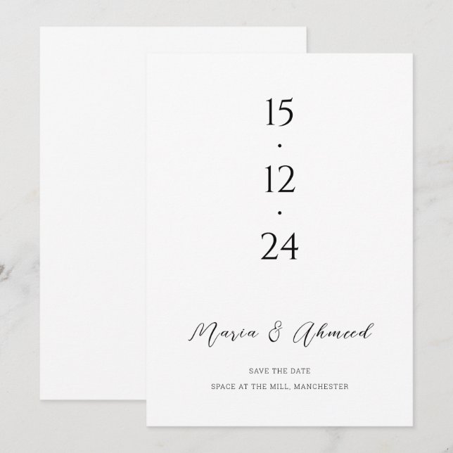 Save The Date Date de Sauvegarde de Mariage Numérique Moderne (Devant / Derrière)