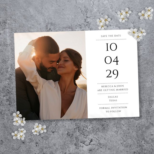 Save The Date Date Spéciale Photo Noir Et Blanc Simple (Special Date Photo Black And White Simple Save The Date)