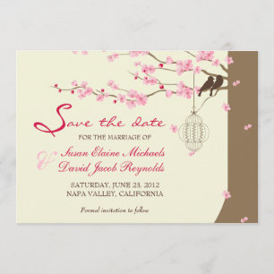 Save The Date Date vintage d'économies de fleurs de cerisier de