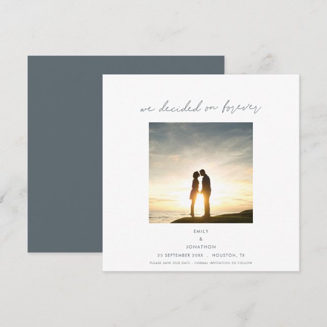 Save The Date Décidé sur Forever Photo Minimalist (Devant / Derrière)