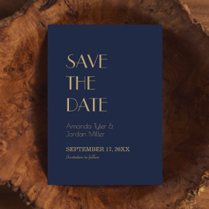 Save The Date Déco type or   Dark Navy Wedding Enregistrer La Da