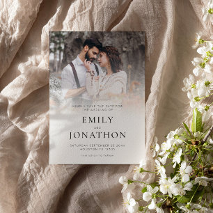 Save The Date Découpage photo personnalisée moderne Code QR