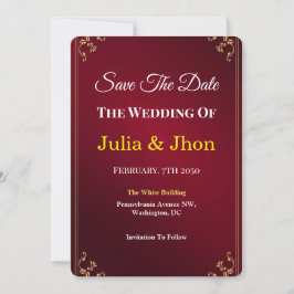 Save The Date Deep Burgundy Ivory Elegant Wedding