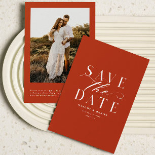 Save The Date Deep Orange Terracotta Photo Enregistrer La Date C