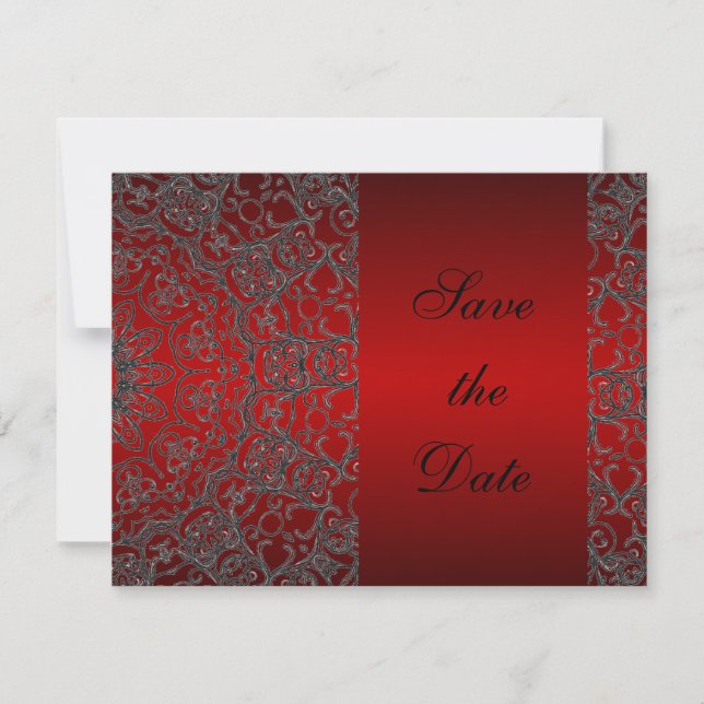 Save The Date Deep Red Elegant Modern Lace Enregistrer la date (Devant)