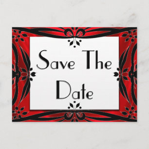 Save the Date dekorative Rot- und Schwarz-Postkart Ankündigungspostkarte