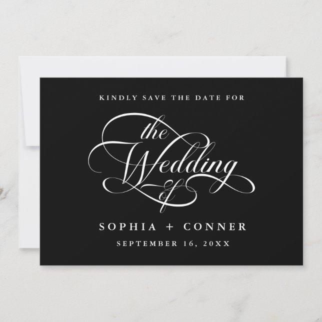 Save The Date Delicant Script Mariage photo noir (Devant)