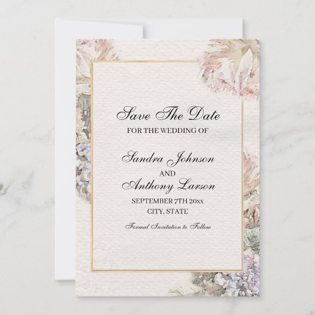 Save The Date Délicat Aquarelle Florale Enregistrer La Date (Devant)