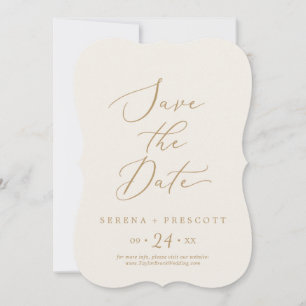 Save The Date Delicate Gold and Cream Wedding Enregistrer la dat