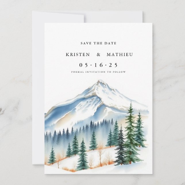 Save The Date Delicate Montagne imprimable (Devant)