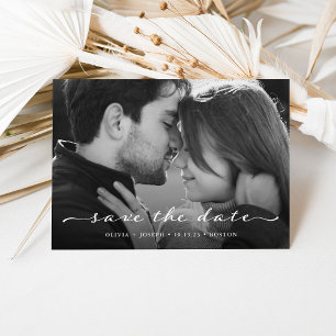 Save the date   Delicate Script Photo et QR Code