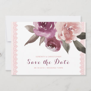 Save The Date Dentelle florale rustique aquarelle enregistrer la