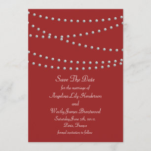 Save The Date Des fils de perles en rouge Sauvez la date