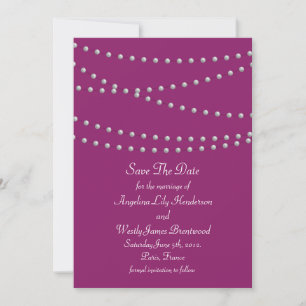 Save The Date Des fils de perles sur Magenta Sauvez la date