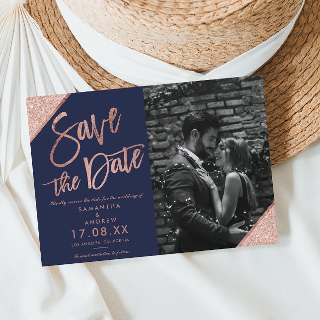 Save the Date des Fotos für das Glitzer von Navy-R Postkarte (Von Creator hochgeladen)
