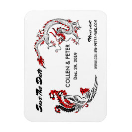 Save the Date des modernen asiatischen Dragon-Phoe Magnet