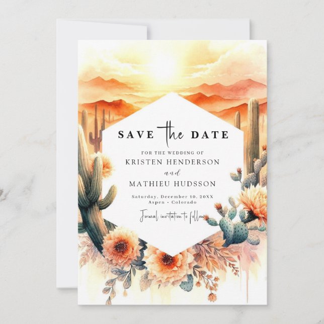 Save The Date Desert Classic Cactus Mariage (Devant)