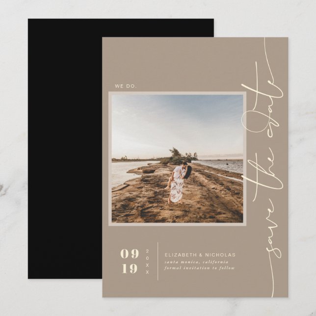 Save The Date Désert moderne de Boho | Photo du Carré Enregistre (Devant / Derrière)