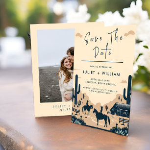 Save The Date Desert Rodeo Retro Horse Rustic Western Mariage
