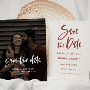 Save The Date Design élégant photo rose neige