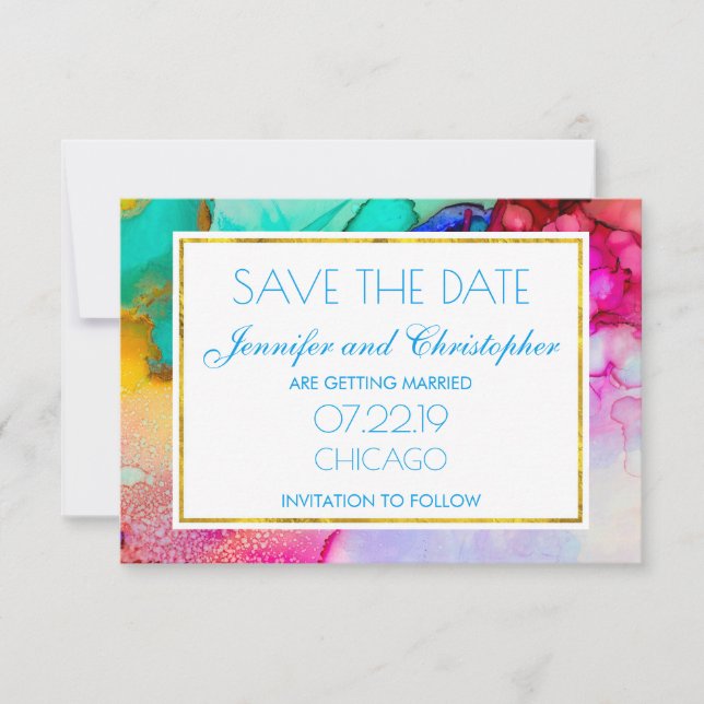 Save The Date Design moderne en marbre Abstrait (Devant)