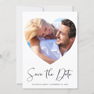 Save The Date Design moderne Script Coeur En Forme De Photo