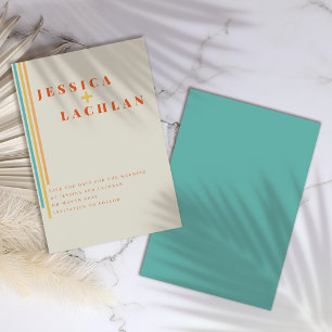 Save The Date Design rétro chic avec Mariage de rayures colorées