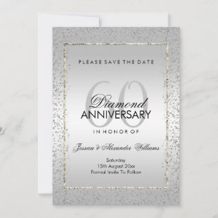 Save The Date Design Silver Confetti 60e mariage Enregistrer la 