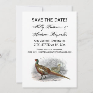 Save The Date Dessin de faisan vintage couleur #2
