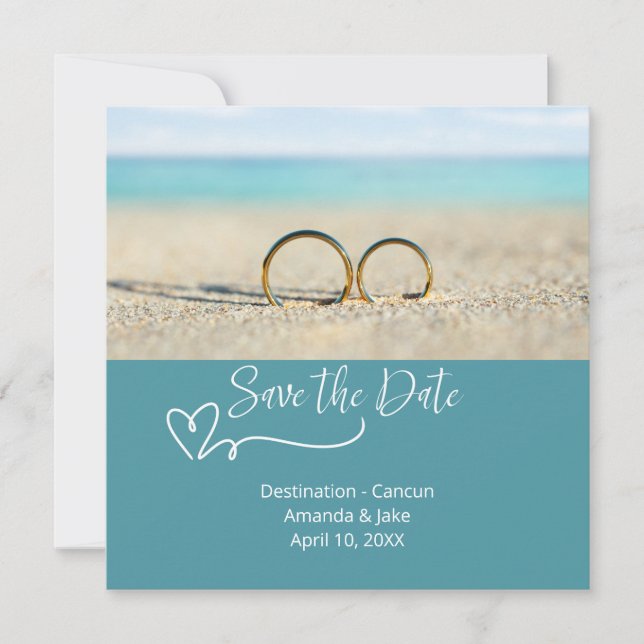 Save the Date Destination Beach Wedding Einladung (Vorderseite)