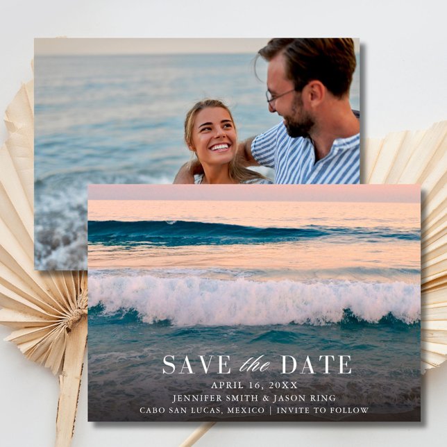 Save The Date Destination Beach Wedding Photo (Destination Beach Wedding Photo Save The Date)