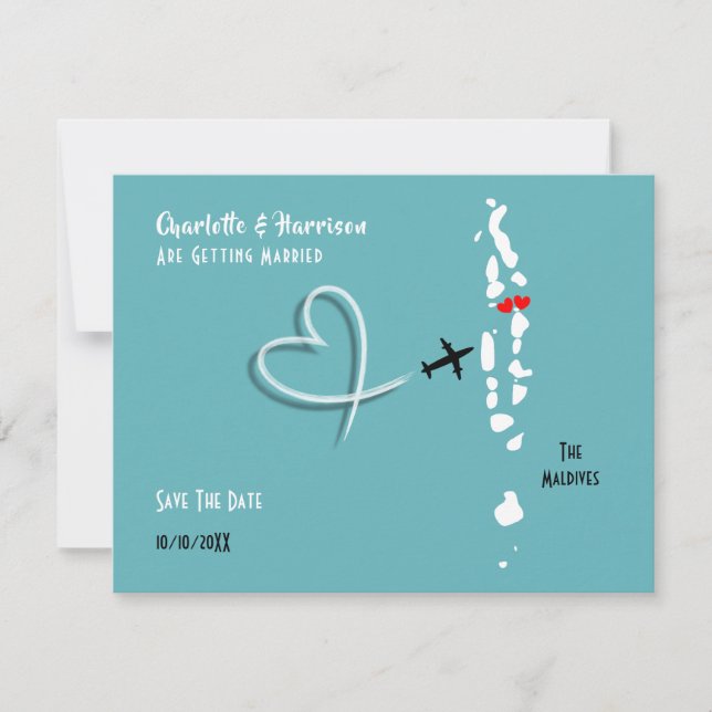 Save The Date Destination de mariage aux Maldives, Sauvegarder l (Devant)