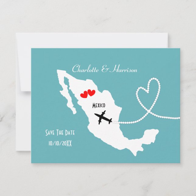 Save The Date Destination de mariage Mexique Sauvegarder la date (Devant)