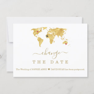 Save The Date Destination Gold World Map Mariage Modifier La Dat