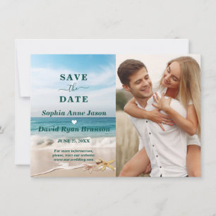 Save The Date Destination Kauai Beach Starfish Mariage photo