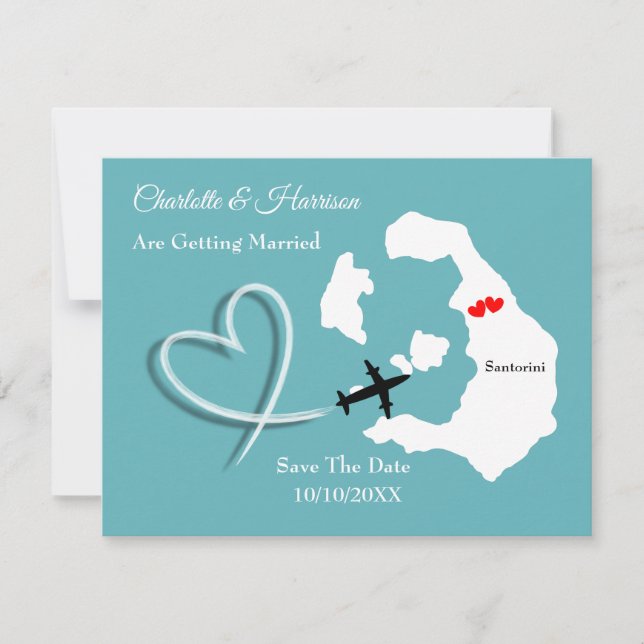 Save The Date Destination Mariage Santorin  Sauvegarder La Date (Devant)