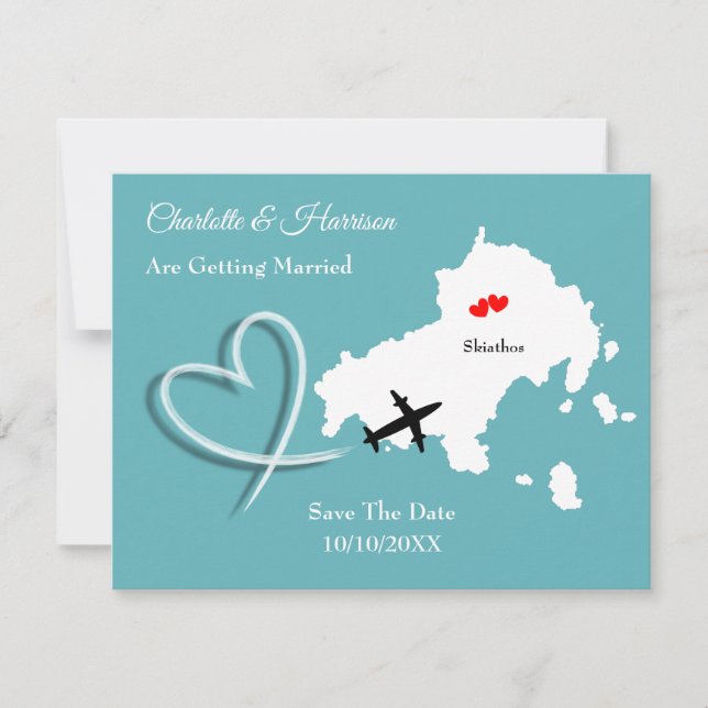 Save The Date Destination Mariages Skiathos  Sauvegarder La Date (Devant)