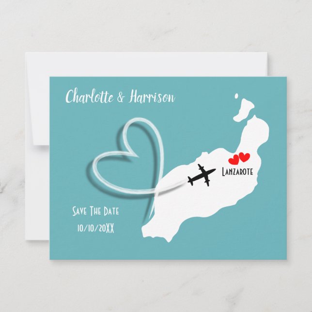 Save The Date Destination Tropicale Lanzarote Espagne Mariage à  (Devant)