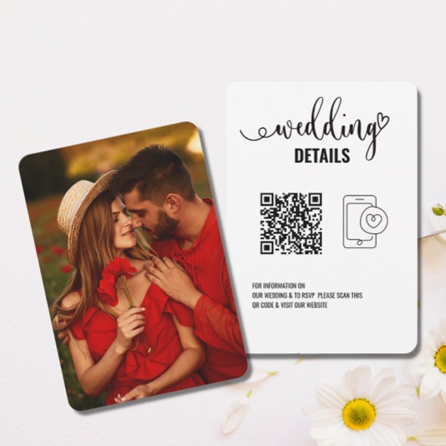 Save The Date Détails du mariage | Elegant RSVP avec QR Code Pho (Créateur téléchargé)