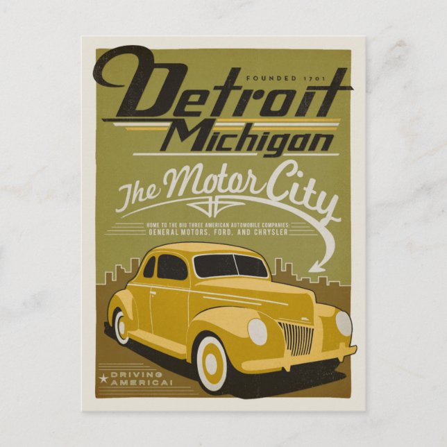 Save The Date | Detroit, MI Ankündigungspostkarte (Vorderseite)