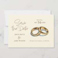 Deux anneaux de mariage or enregistrer la date