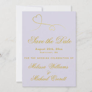 Save the date Deux Coeurs d'or Lavender Mariage