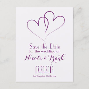 Save The Date Deux Coeurs entrelacés Sauvez la Date -Purple