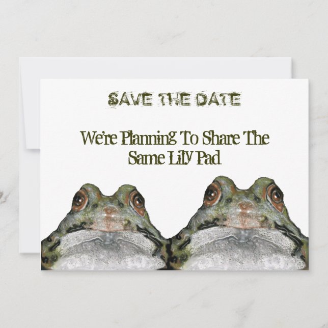 Save The Date Deux Cute Frogs : Enregistrer La Date : Mariage :  (Devant)