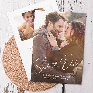 Save The Date Deux photo Élégant Script simple