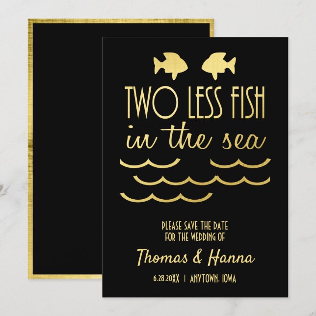 Save The Date Deux poissons de moins dans la mer Économisez la d (Devant / Derrière)
